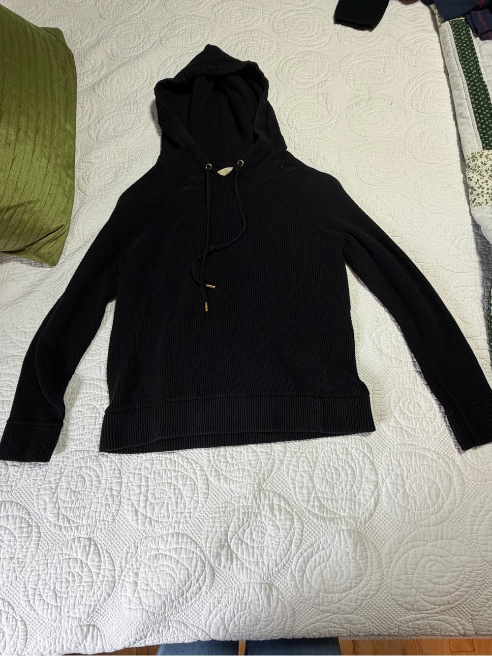 Michael Kors Black Ribbed Hooded Pullover